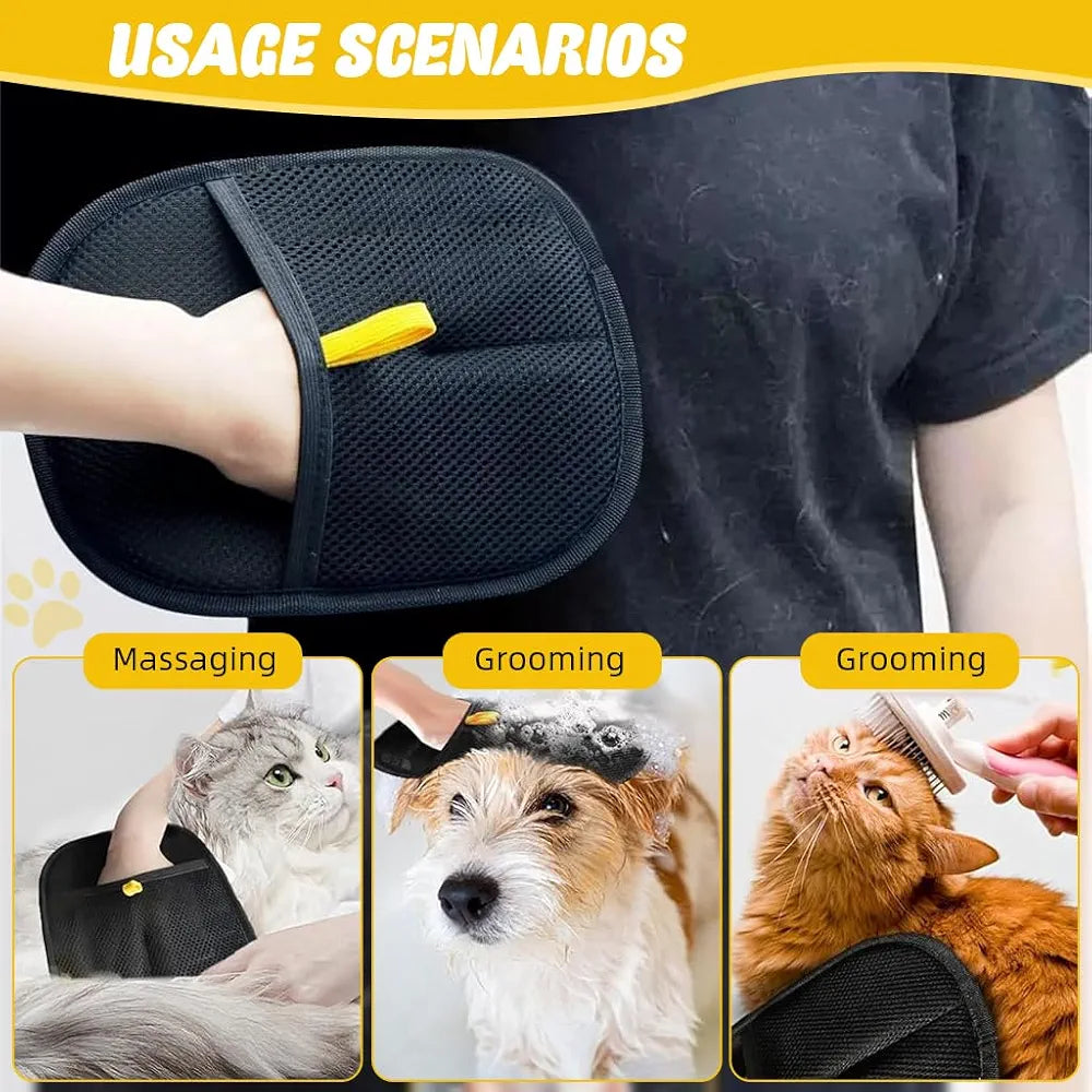 Pet Hair Removal Glove with Dual-Sided Electrostatic Bristles